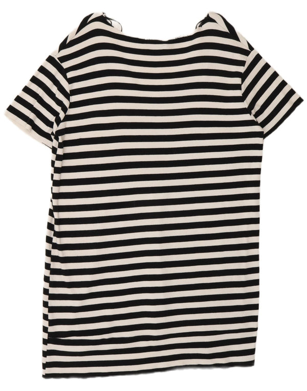 Zara Robe T-Shirt Femme UK 16 Grand Coton Rayé Blanc