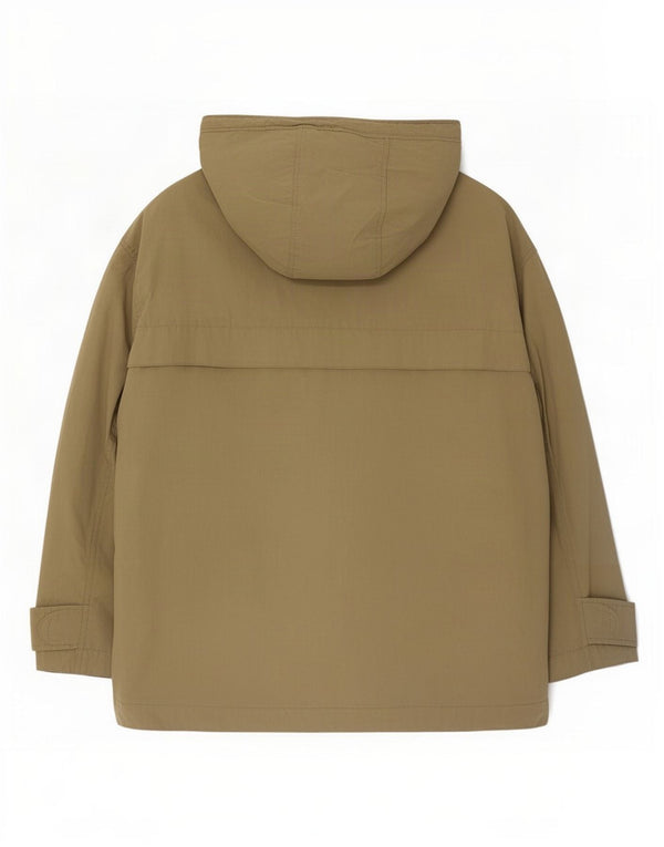 Zara Veste utilitaire surdimensionnée à capuche pour femme UK 14 en coton kaki moyen