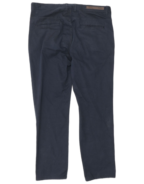 Zara Pantalon Chino Droit Homme EU 44 Large W34 L28 Bleu Marine Coton