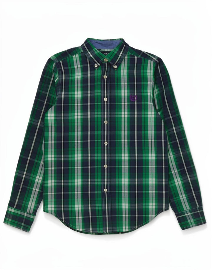 Chaps Chemise Garçon 10-11 ans Coton à Carreaux Vert Moyen
