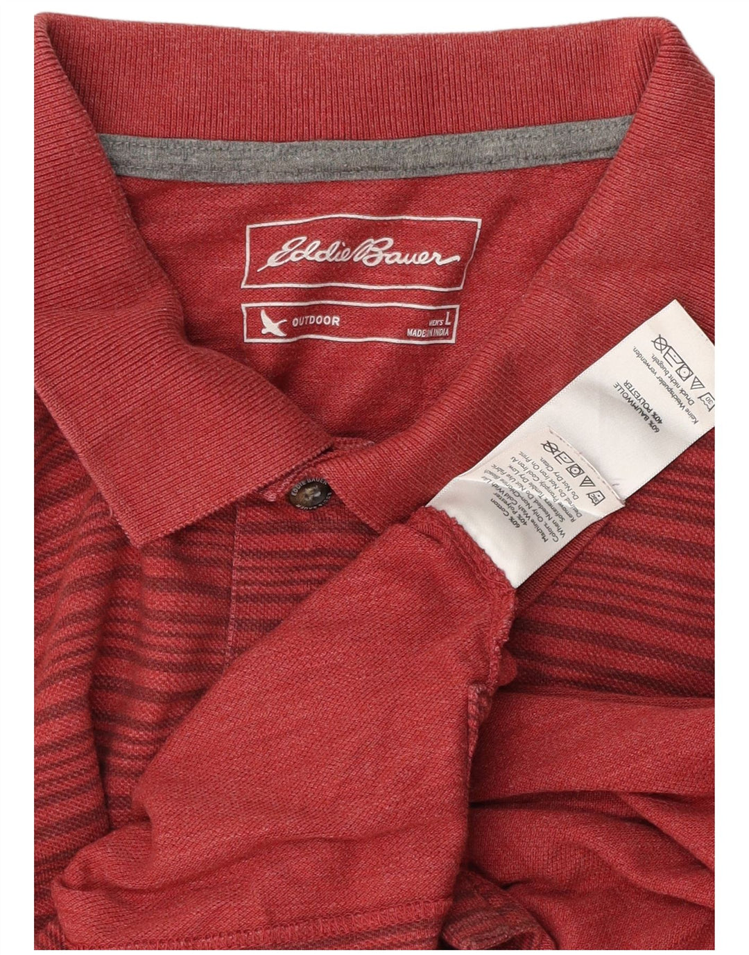 EDDIE BAUER Polo Homme Grand Coton Rayé Rouge