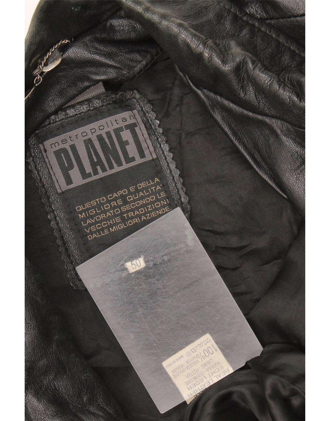 veste en cuir homme vintage IT 50 XL cuir noir