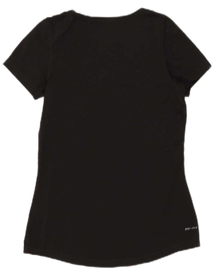 Nike Womens Dri Fit T-Shirt Top UK 12 Noir Moyen Polyester