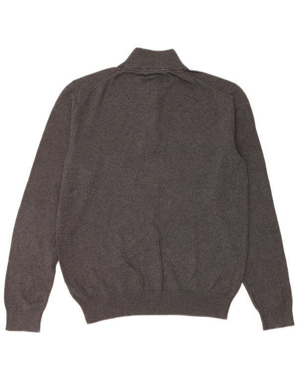 Crew Clothing Pull à col zippé pour homme en coton gris Taille L
