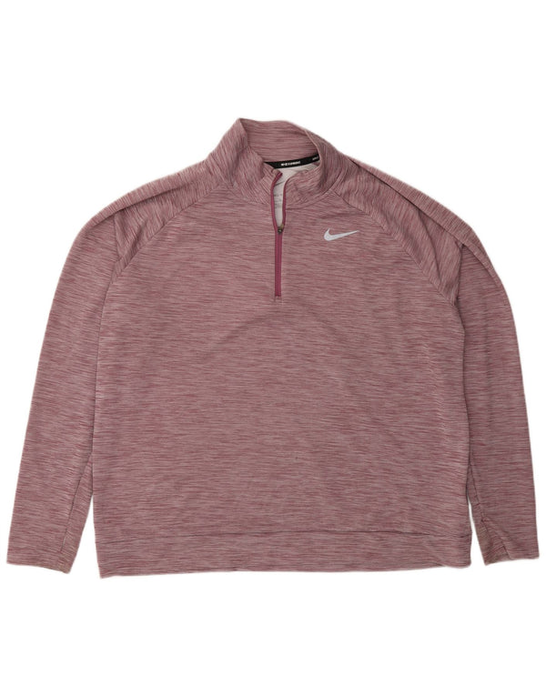 Nike Haut de course à col zippé à manches longues pour homme XL Rouge moucheté Polyester Sports