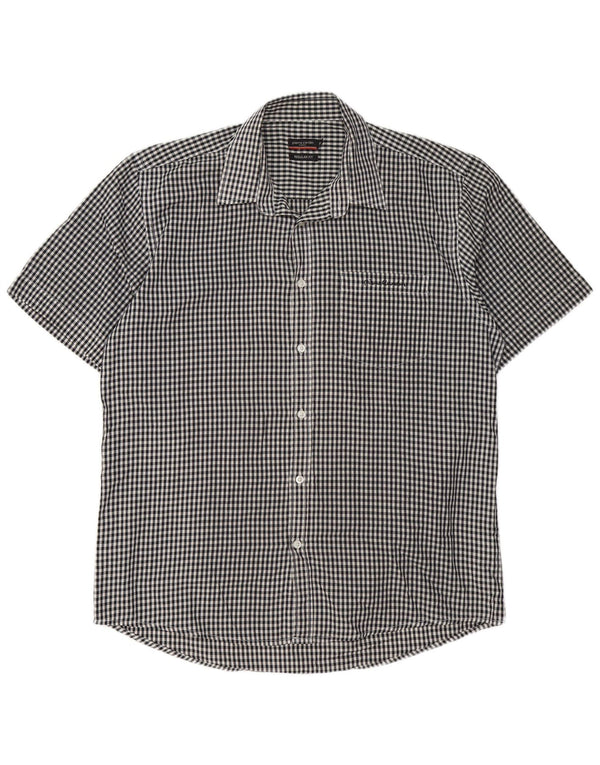Pierre Cardin Chemise à manches courtes pour homme Coupe régulière XL Vichy noir