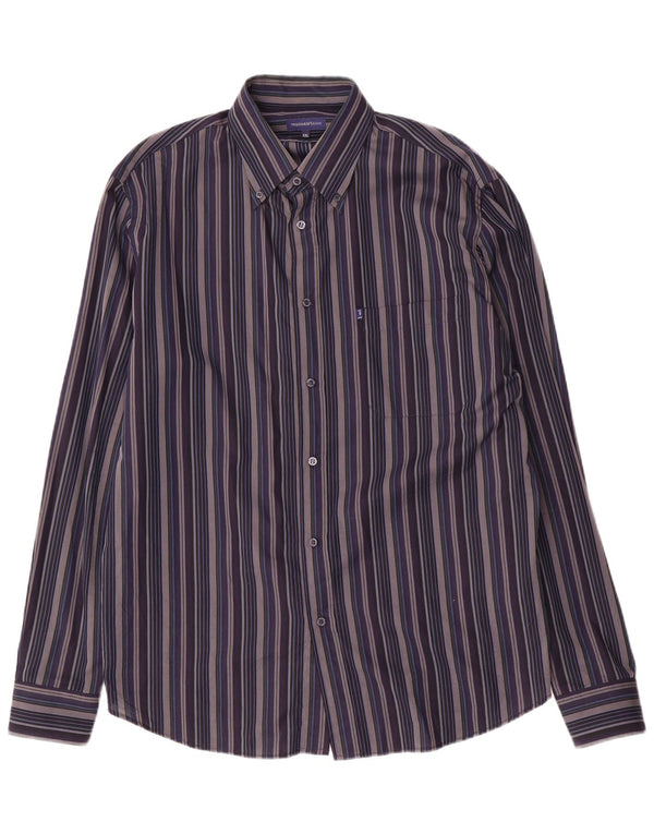 Trussardi Jeans Mens Shirt 2XL Navy Blue Striped Cotton