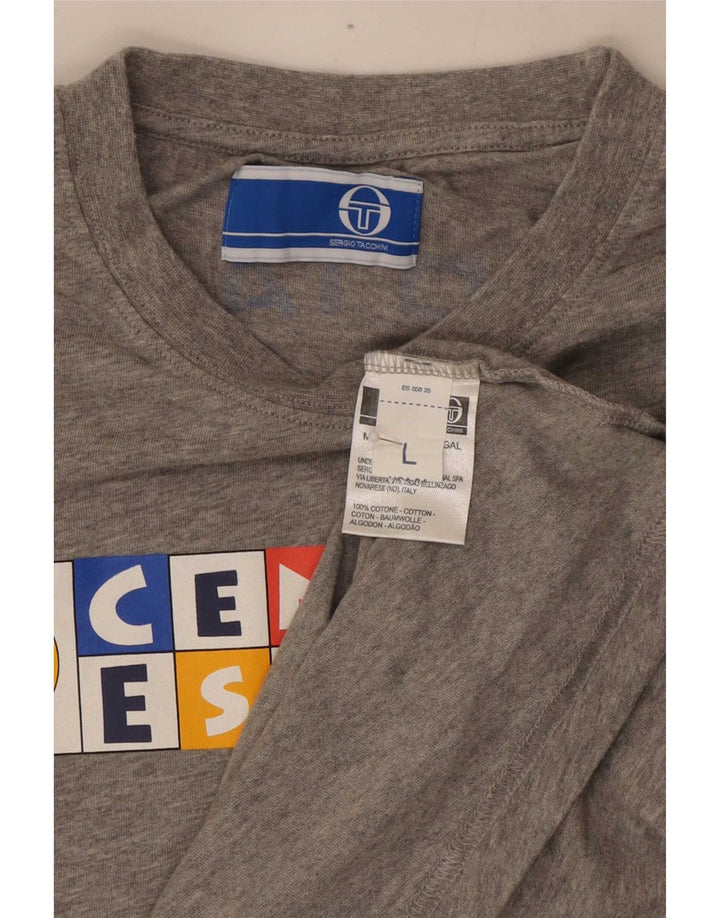 Sergio Tacchini T-shirt graphique pour hommes, grand coton gris