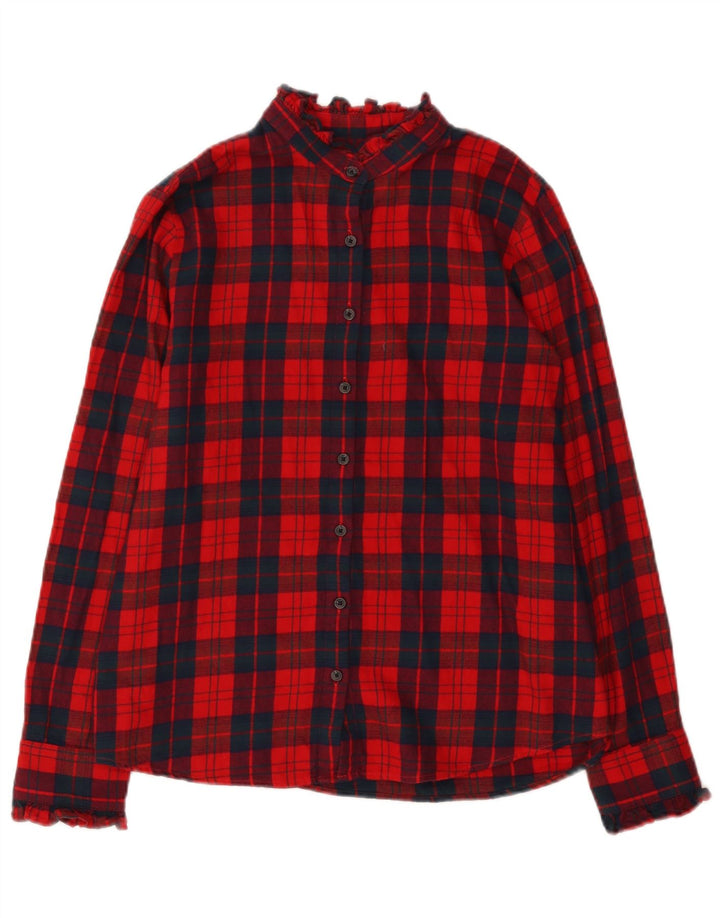 Lands End Chemise en flanelle pour femme UK 14 Coton à carreaux rouge moyen