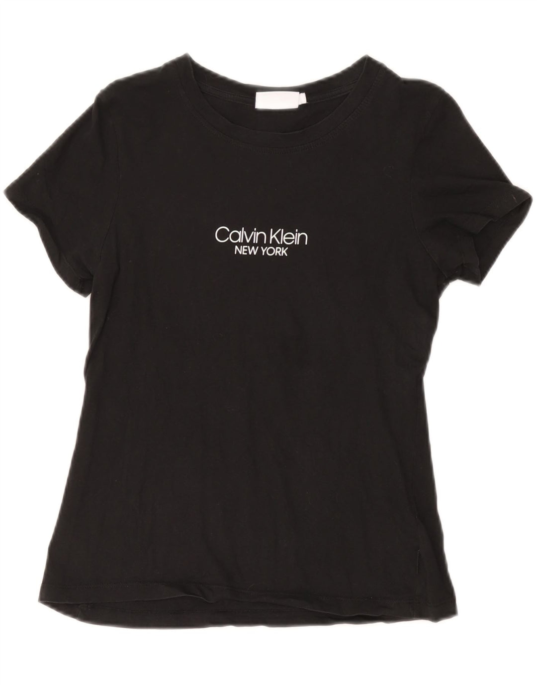 CALVIN KLEIN T-Shirt Graphique Femme UK 12 Coton Noir Moyen