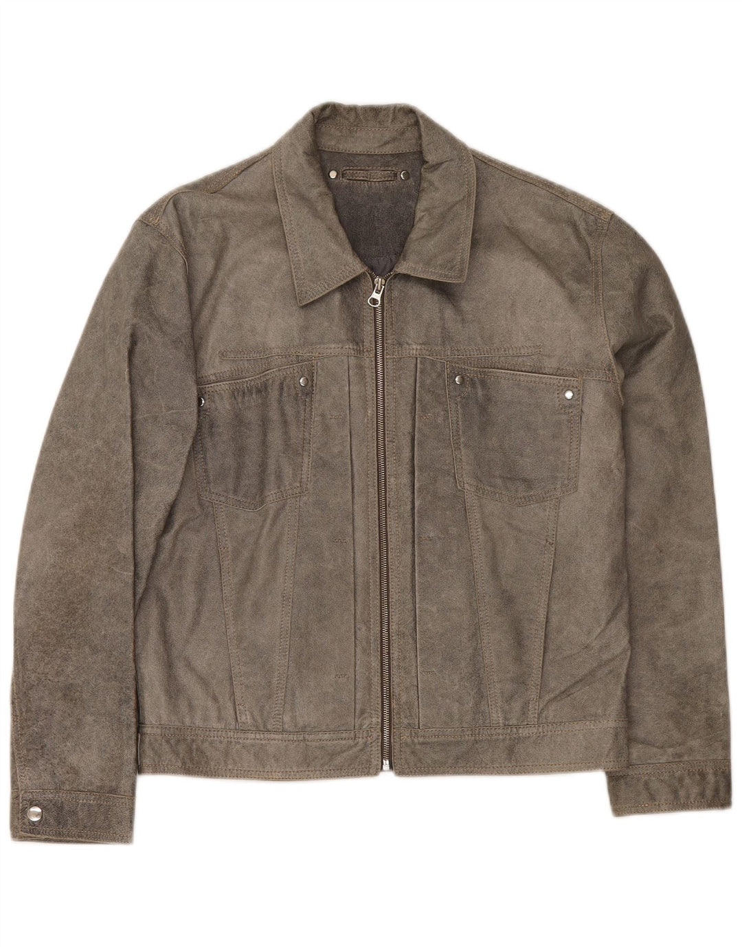 veste bomber en cuir homme vintage UK 38 gris moyen