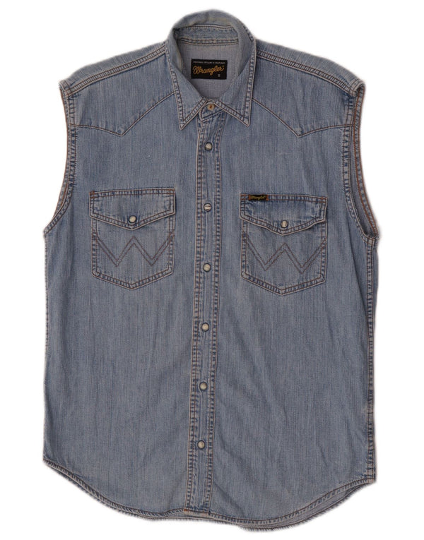 Wrangler Chemise en jean sans manches pour homme Petit coton bleu
