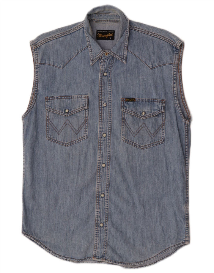 Wrangler Chemise en jean sans manches pour homme Petit coton bleu