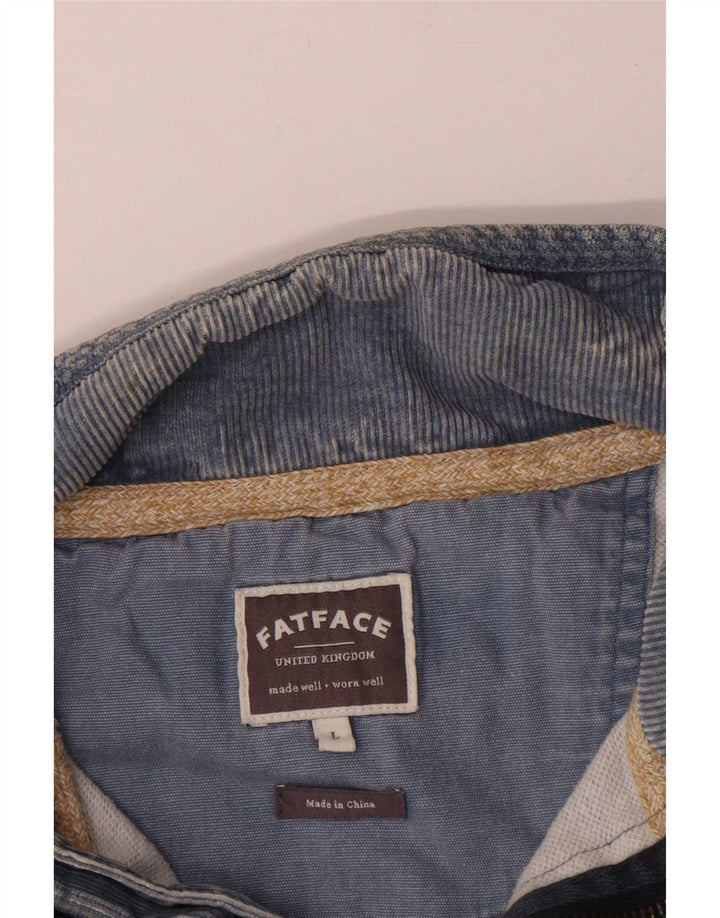 Fat Face Sweat-shirt à col zippé pour homme en coton gris Taille L