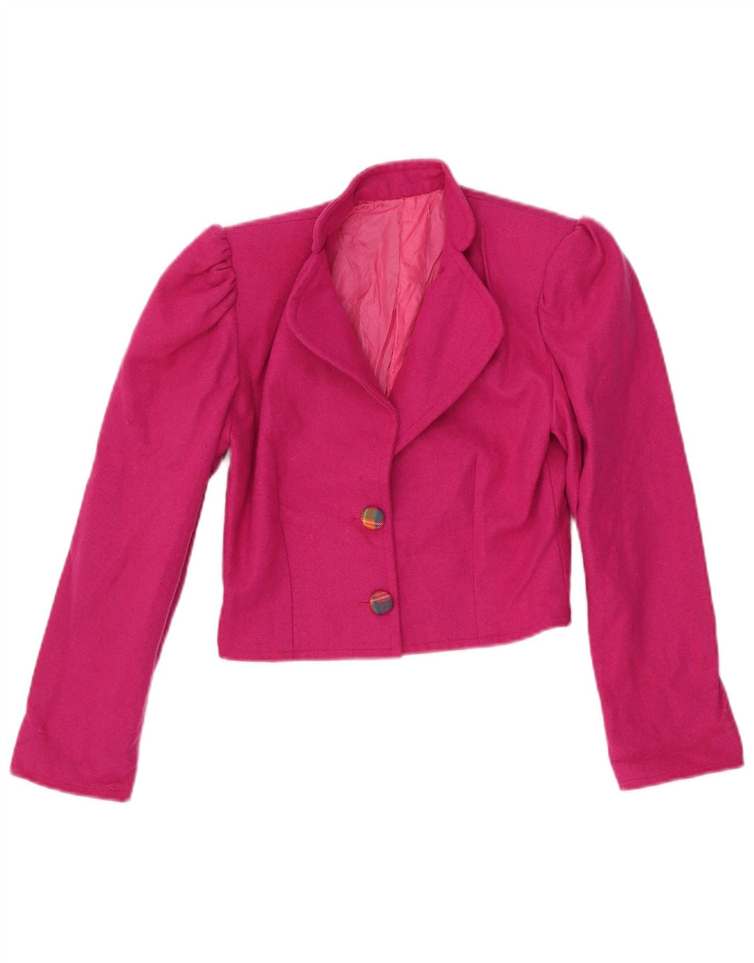 VINTAGE Femmes Crop 2 Bouton Blazer Veste UK 6 XS Rose