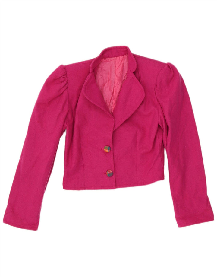 VINTAGE Femmes Crop 2 Bouton Blazer Veste UK 6 XS Rose