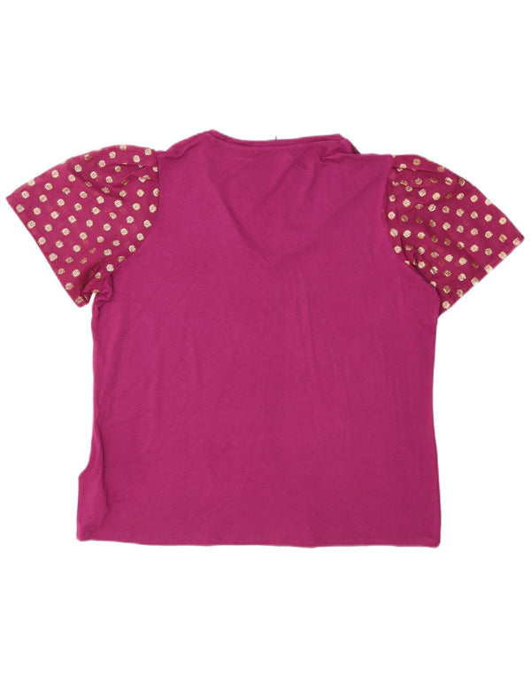 Marks & Spencer T-Shirt Femme Top UK 18 XL Maroon Spotted Viscose