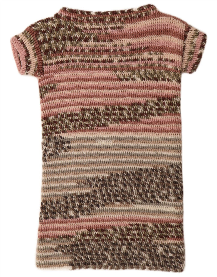 vintage Womens Jumper Dress UK 14 Moyen Multicolore Rayé
