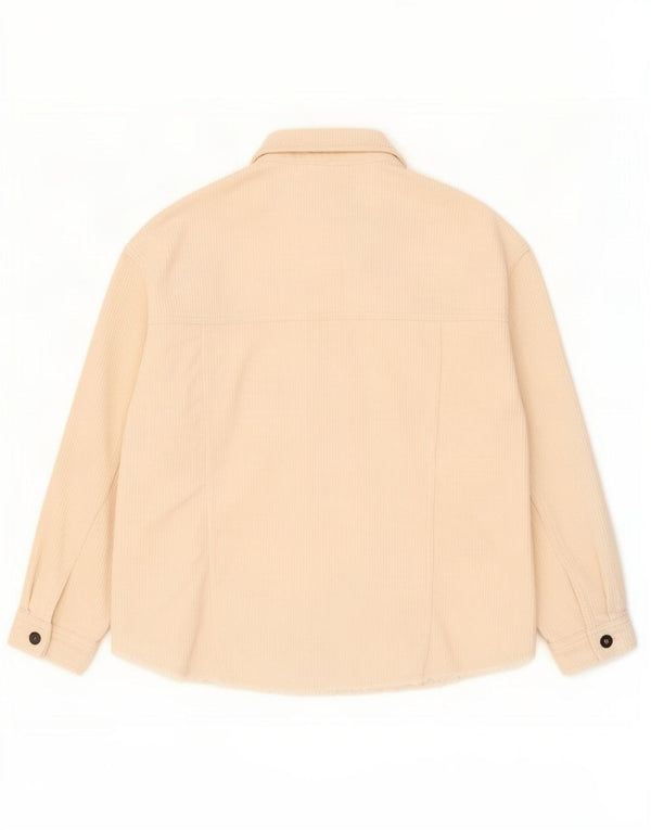 Zara Chemise surdimensionnée en velours côtelé pour femme UK 14 Coton beige moyen