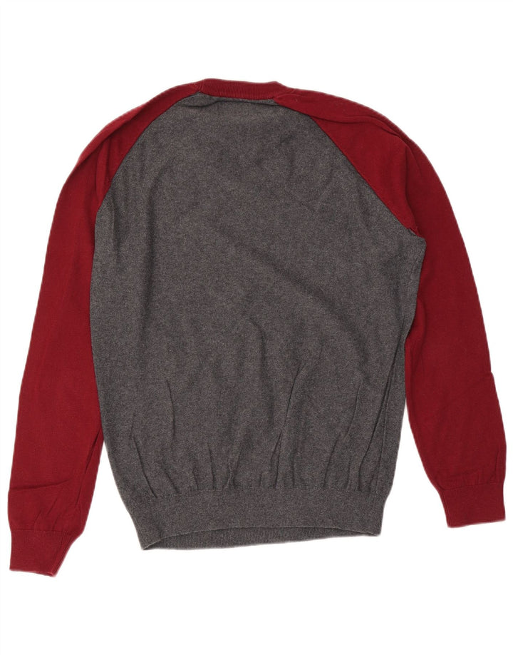 Jack Wills Pull à col rond pour homme en coton color block gris moyen