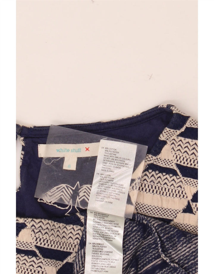 WHITE STUFF Robe droite à manches 3/4 pour femme UK 8 Small Beige Géométrique