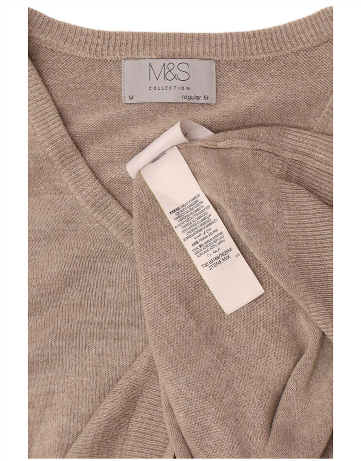 Marks & Spencer Pull coupe classique à col en V pour homme Beige moyen moucheté