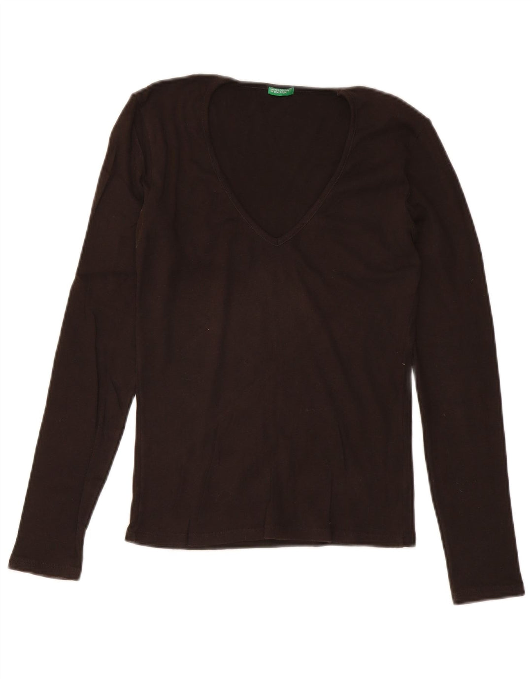 Benetton Haut à manches longues pour femme UK 44 Marron moyen Coton
