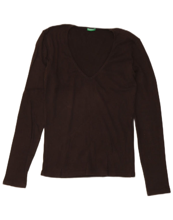 Benetton Haut à manches longues pour femme UK 44 Marron moyen Coton