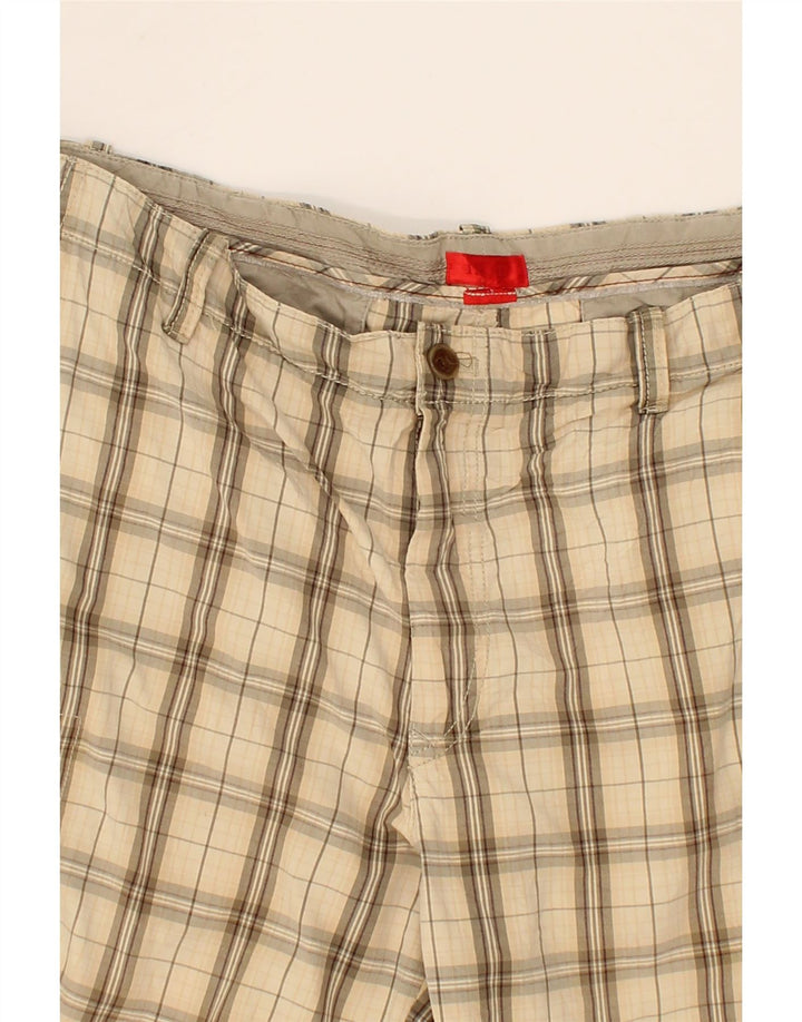 IZOD Mens Cargo Shorts W36 Large Beige Check Vintage Izod and Second-Hand Izod from Messina Hembry 