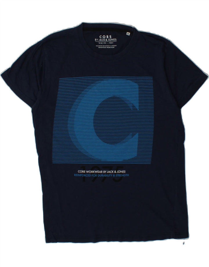 JACK & JONES Mens Graphic T-Shirt Top Medium Navy Blue Cotton Vintage Jack & Jones and Second-Hand Jack & Jones from Messina Hembry 