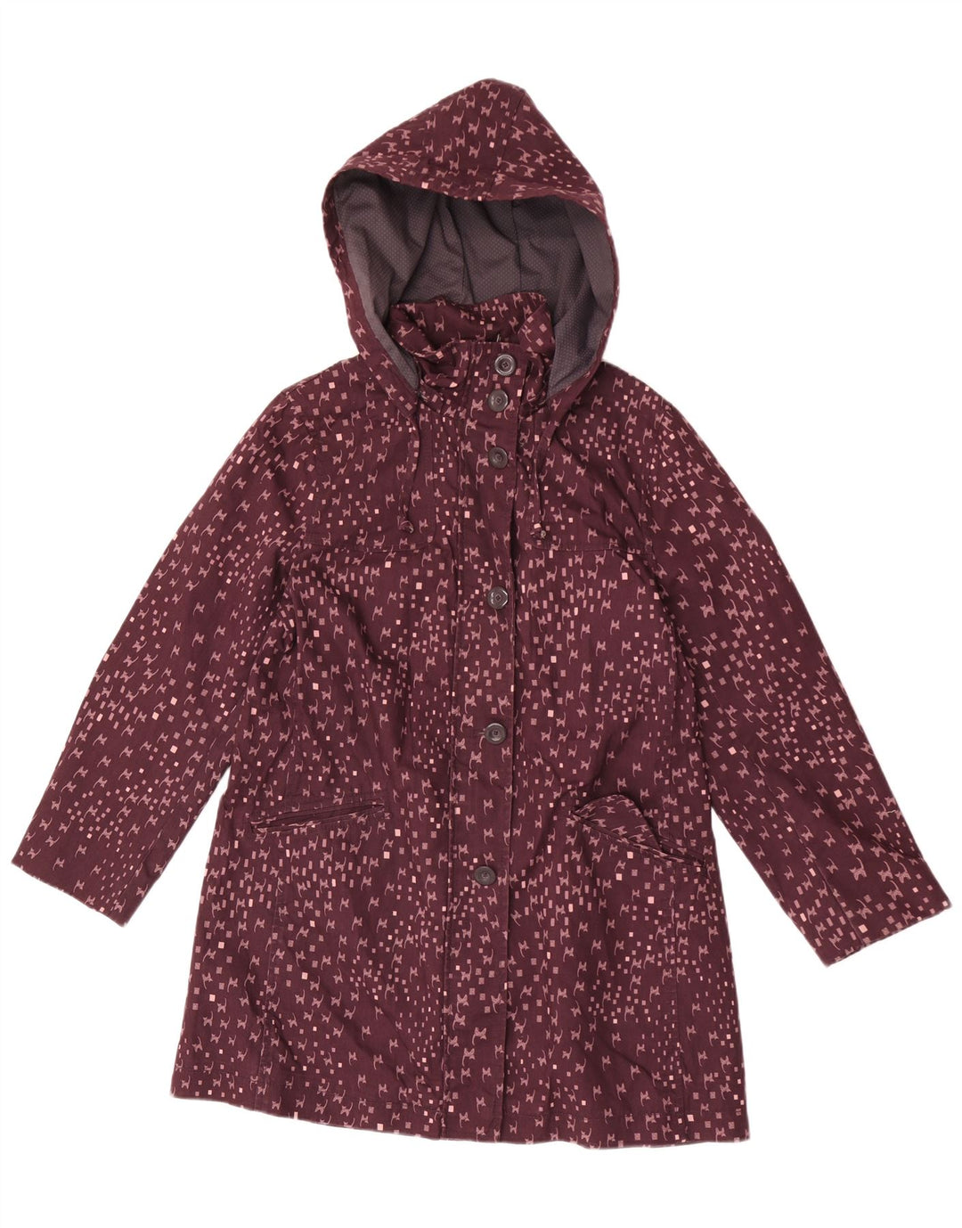 Imperméable à motif abstrait White Stuff pour femme UK 12 Chat bordeaux moyen