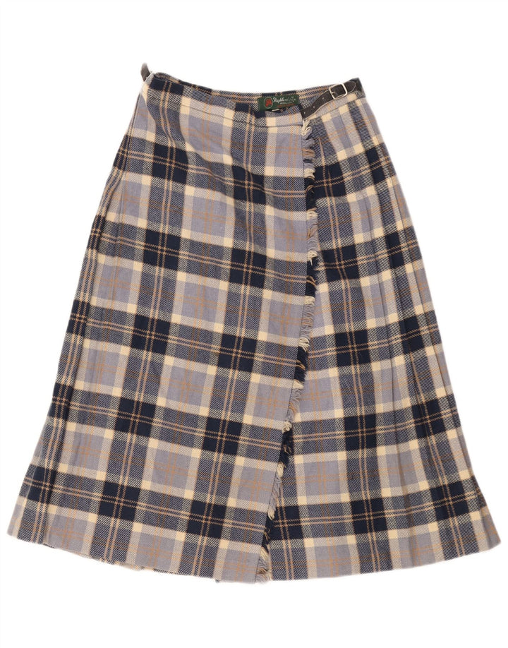 Highland Womens Wrap Jupe EU 38 Moyen W28 Bleu Marine Plaid Laine