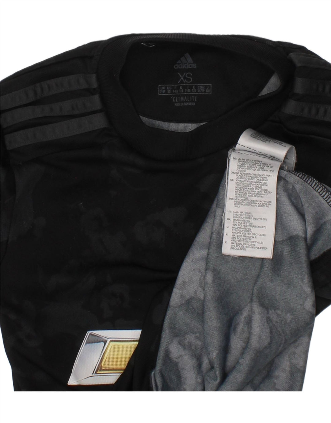 Adidas Boys Graphic T-Shirt Top 7-8 ans XS Noir Polyester