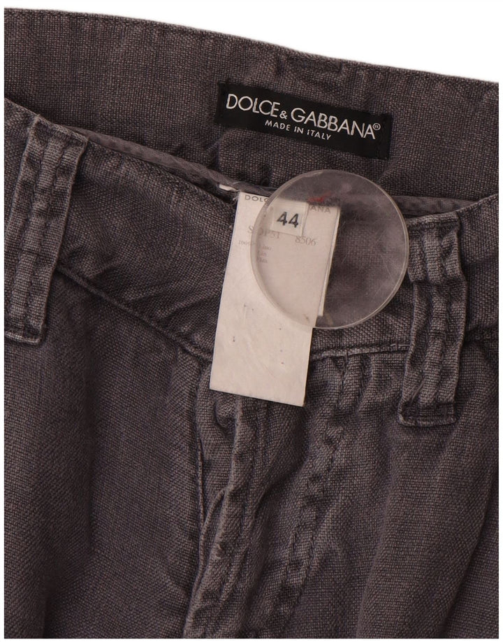 Dolce & Gabbana Pantalon décontracté droit pour femme IT 44 Medium W30 L34 Gris