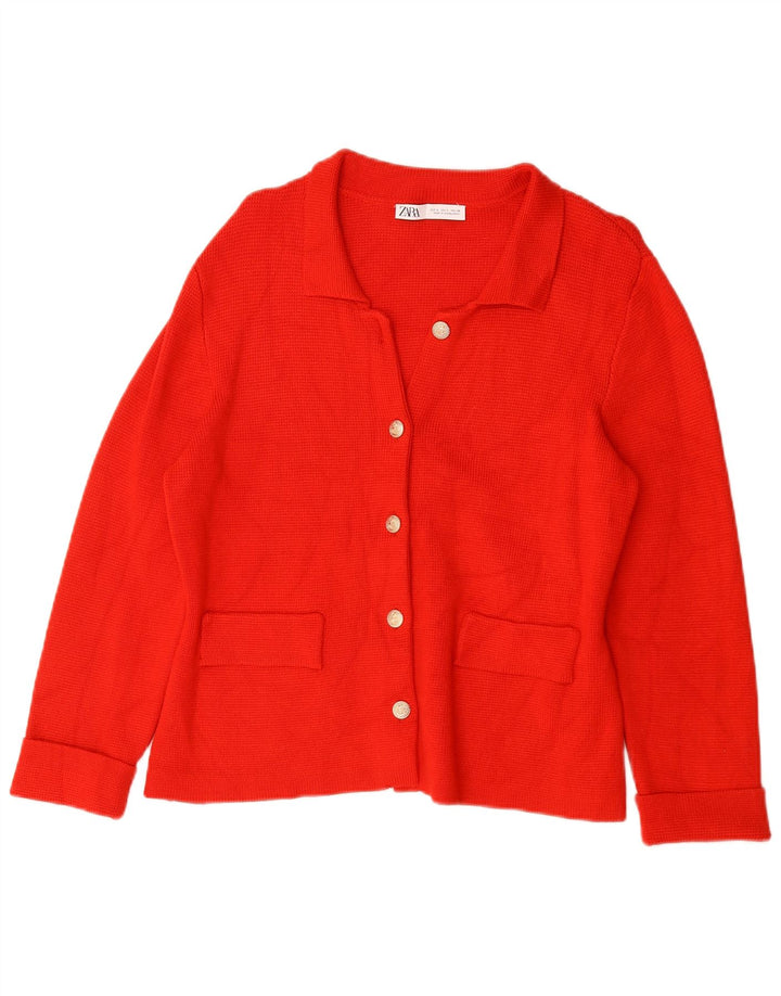Zara Cardigan Femme Pull UK 16 Large Rouge Viscose