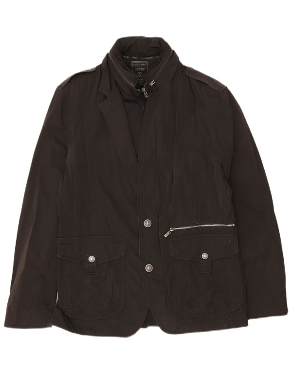 Calvin Klein Veste blazer militaire à capuche 2 boutons pour homme UK 36 Petit Noir