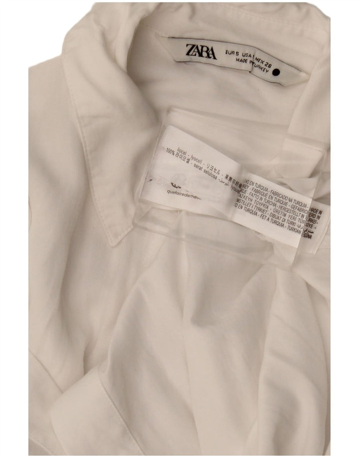 Chemise Femme Zara UK 10 Petit Lyocell Blanc