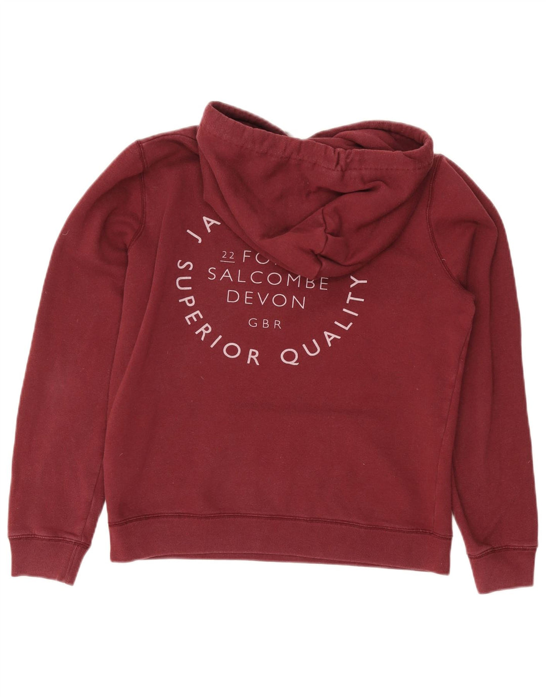 JACK WILLS Pull à capuche graphique pour femme UK 12 en coton bordeaux moyen