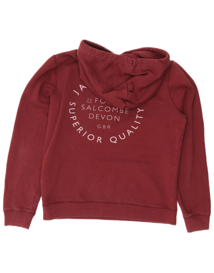 JACK WILLS Pull à capuche graphique pour femme UK 12 en coton bordeaux moyen