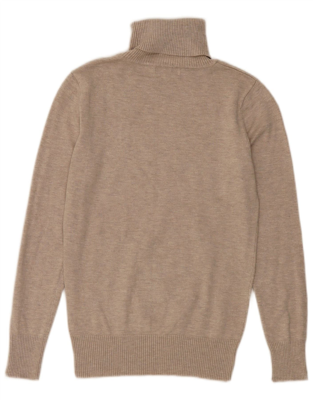 vintage Femme Roll Neck Jumper Pull IT 40 Petit Beige Moucheté