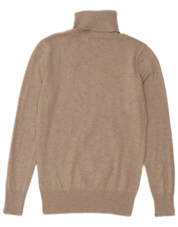 vintage Femme Roll Neck Jumper Pull IT 40 Petit Beige Moucheté