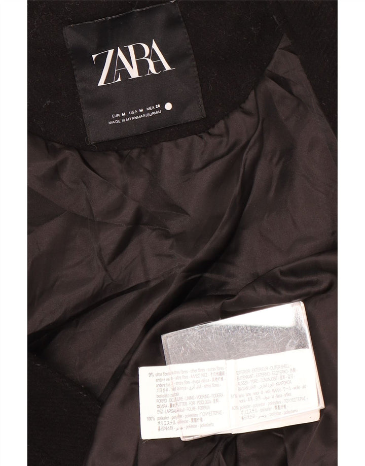 Zara Veste bomber surdimensionnée à manches 3/4 pour femme UK 14 en laine noire moyenne