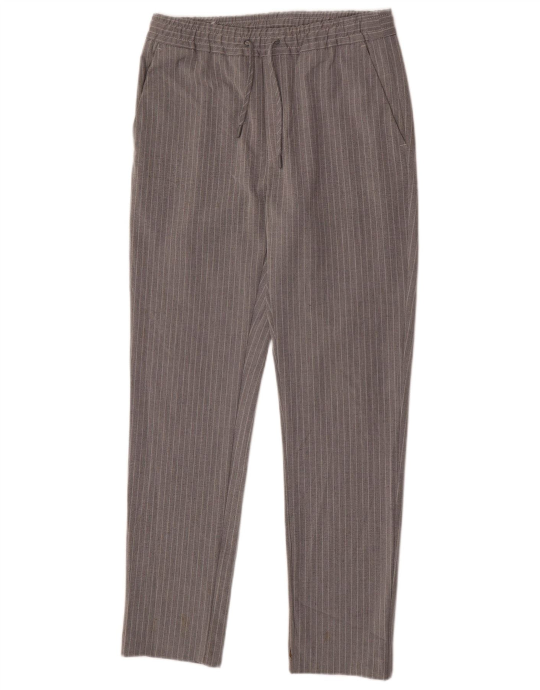 Zara Pantalon Chino Slim Homme Petit W29 L30 Gris Rayé Polyester