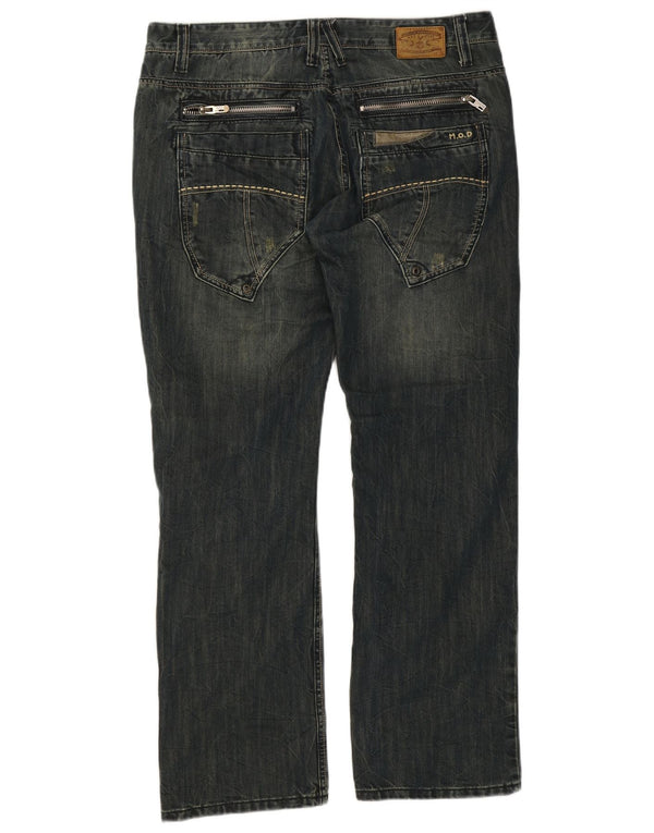 vintage Mens Cargo Straight Jeans W36 L32 Bleu Marine Coton