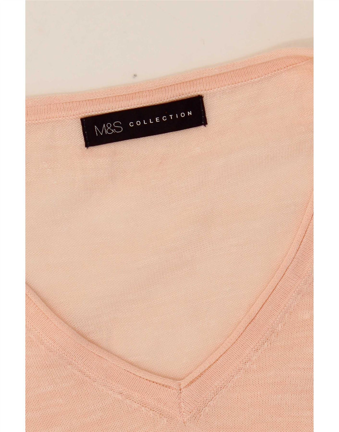 Marks & Spencer Pull transparent à col en V pour femme Rose moyen UK 14