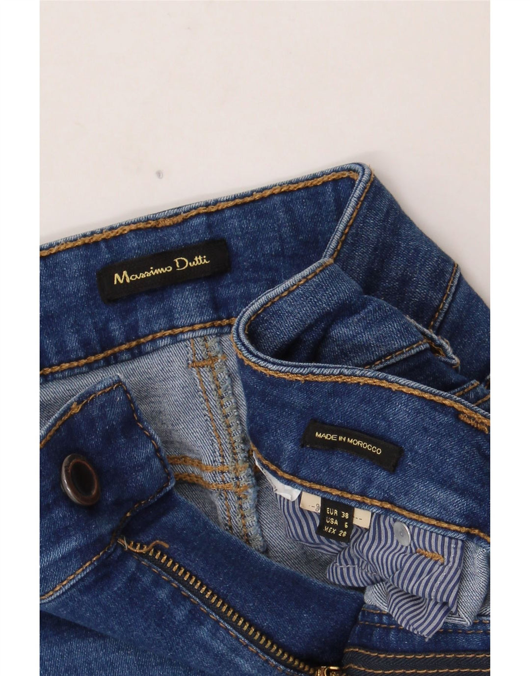 Massimo Dutti Jupe en jean pour femme EU 38 Small W28 Bleu