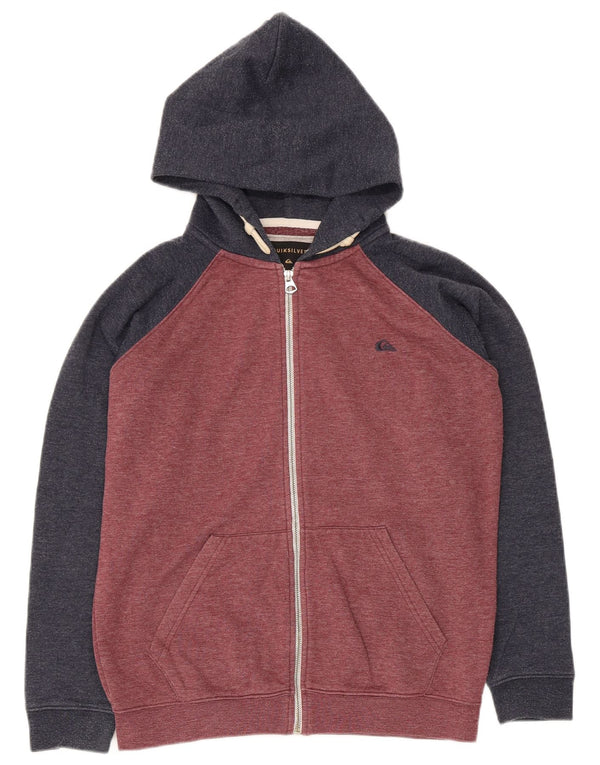 Quiksilver Pull à capuche zippé pour garçon 13-14 ans Rouge Colourblock Coton