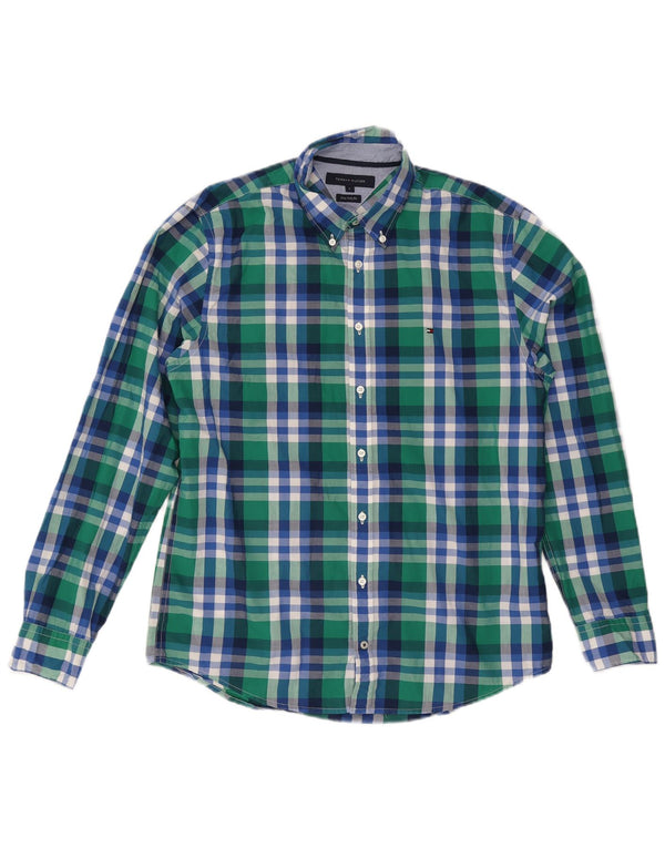 Tommy Hilfiger Chemise New York Fit pour homme en coton à carreaux verts