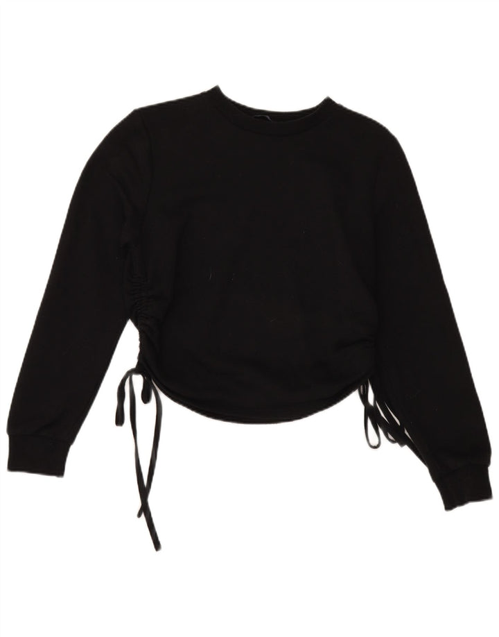 Zara Femme Sweatshirt Jumper UK 10 Petit Noir Polyester