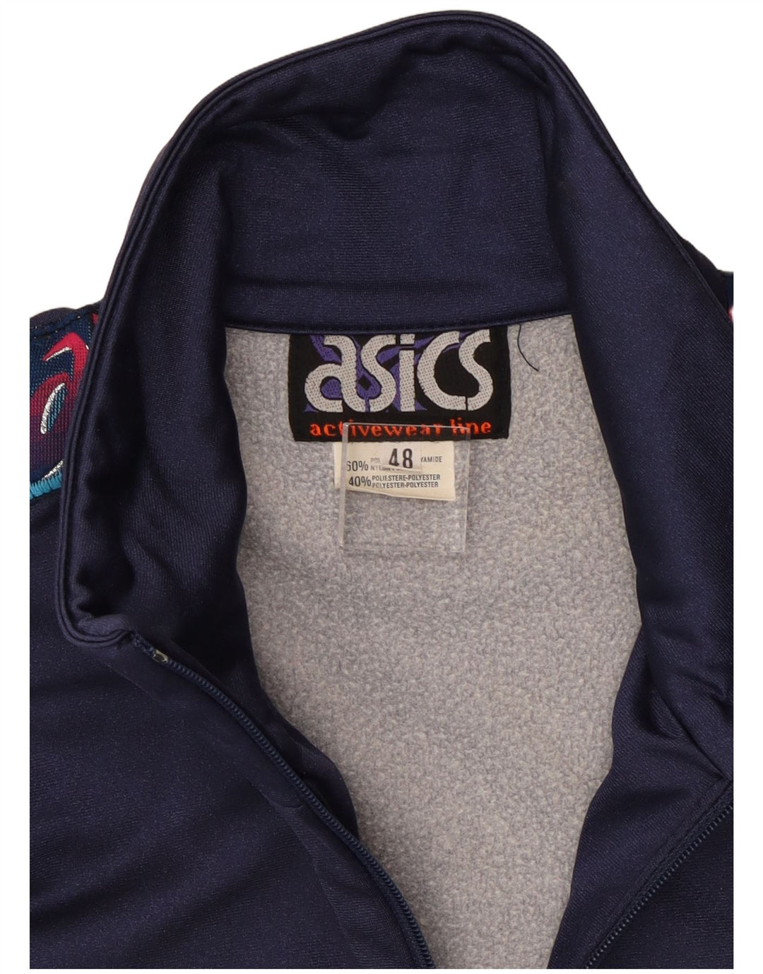 ASICS Veste de survêtement graphique pour homme IT 48 Bleu marine moyen Polyamide